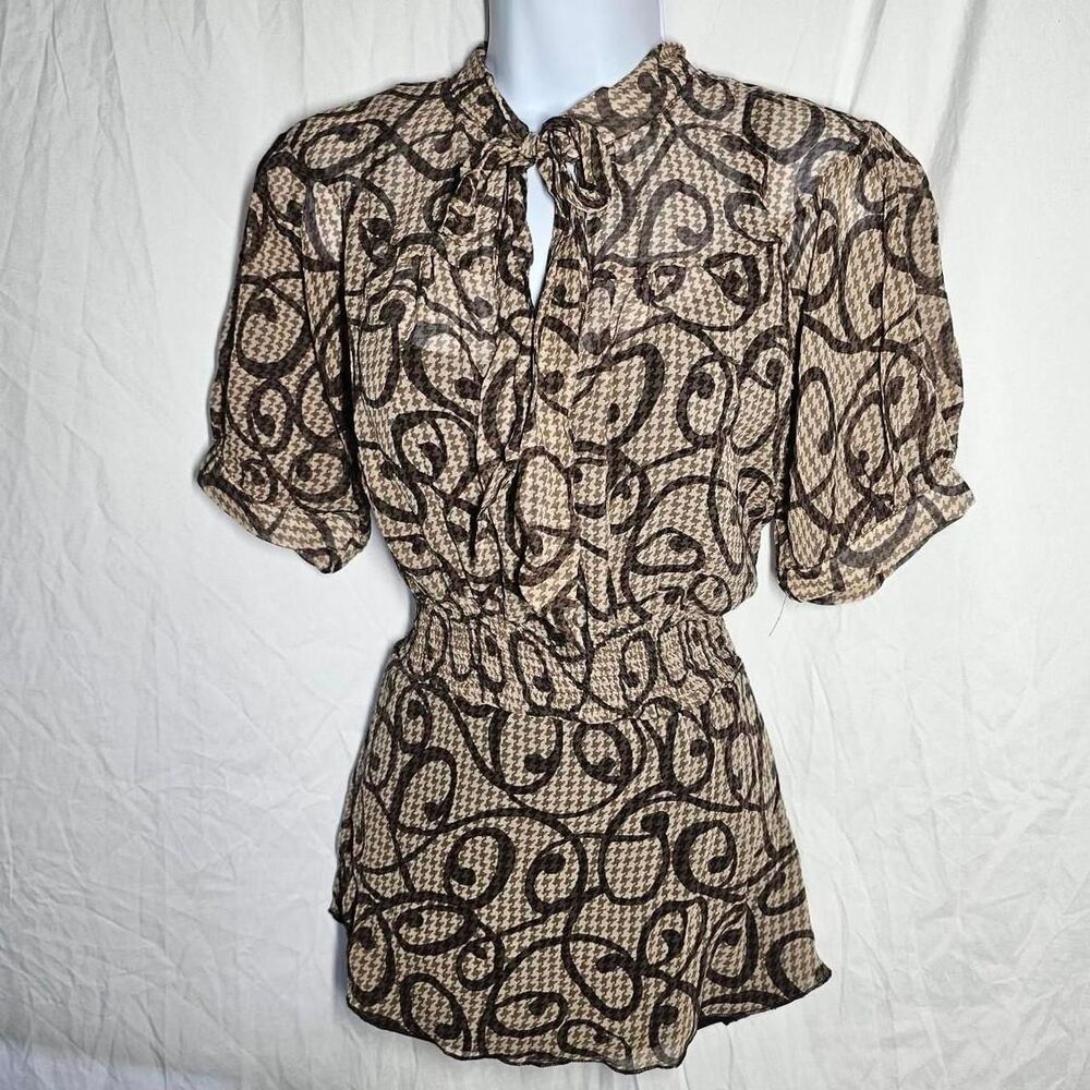 vintage y2k 2000s patterned silk whimsigoth babydoll top